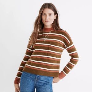 Madewell Redmond mockneck pocket striped sweater in rust XS